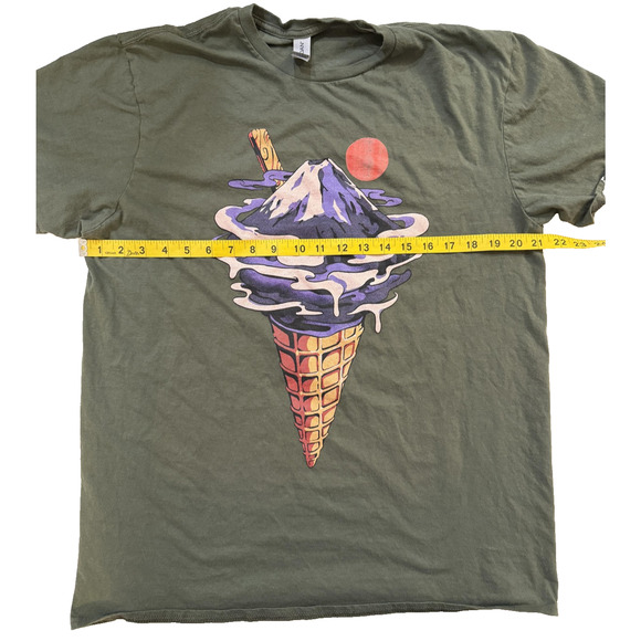 Mount Fuji Ice Cream Cone Shirt Mens XL Short Sleeve Graphic Soft Colorblock Y2K - Picture 4 of 5